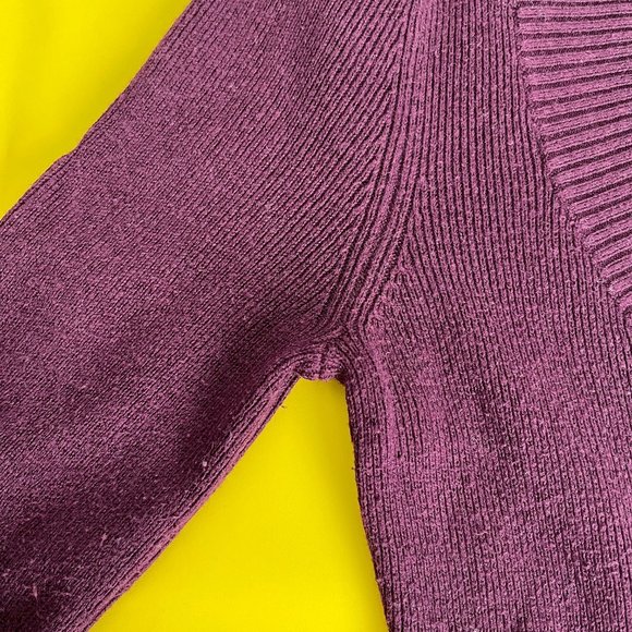 Express V-neck Knit Sweater, Eggplant Purple, Size S - Picture 4 of 8
